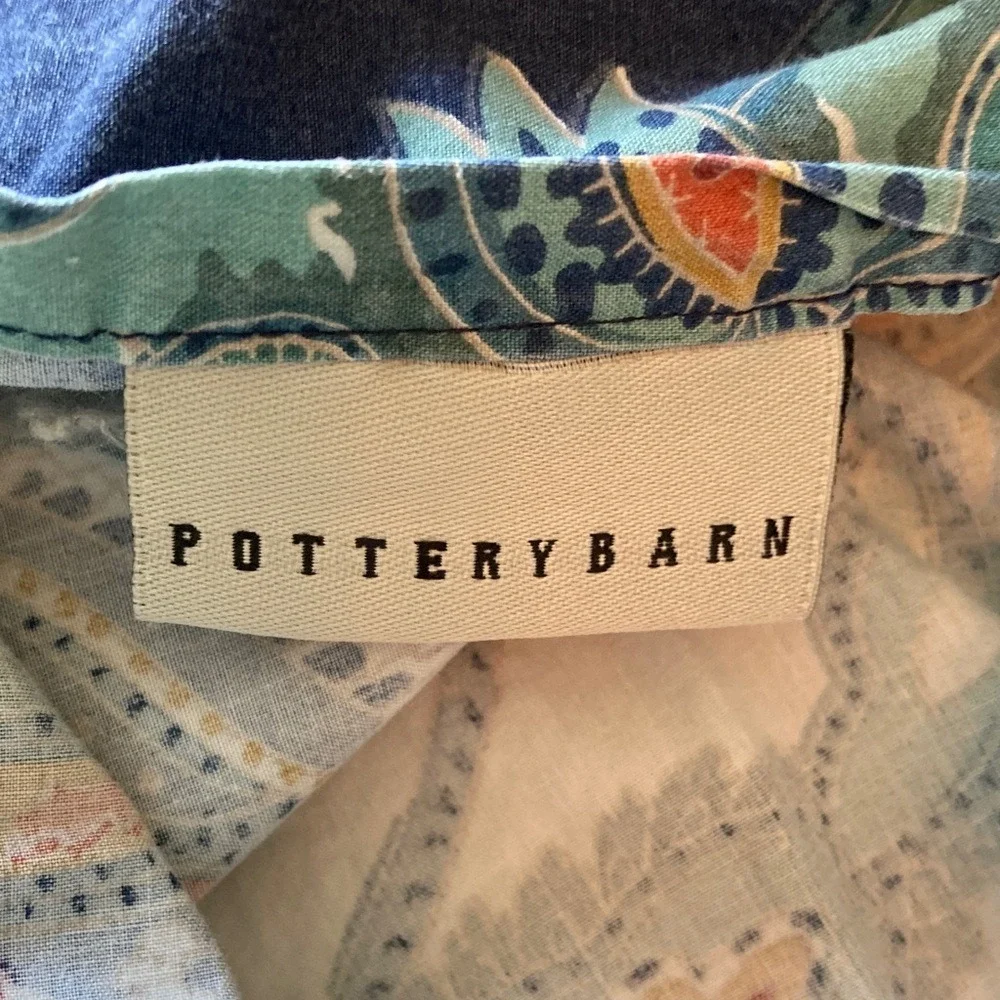 Pottery Barn Paisley Print Pillowcase Pillow Cover Set 23x28 Blues Green Orange